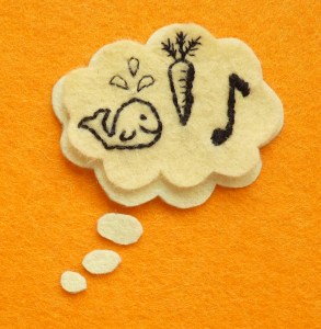 A felt image of a thought bubble